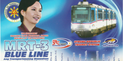 MRT 3 Strong Republic Series single journey ticket in blue background